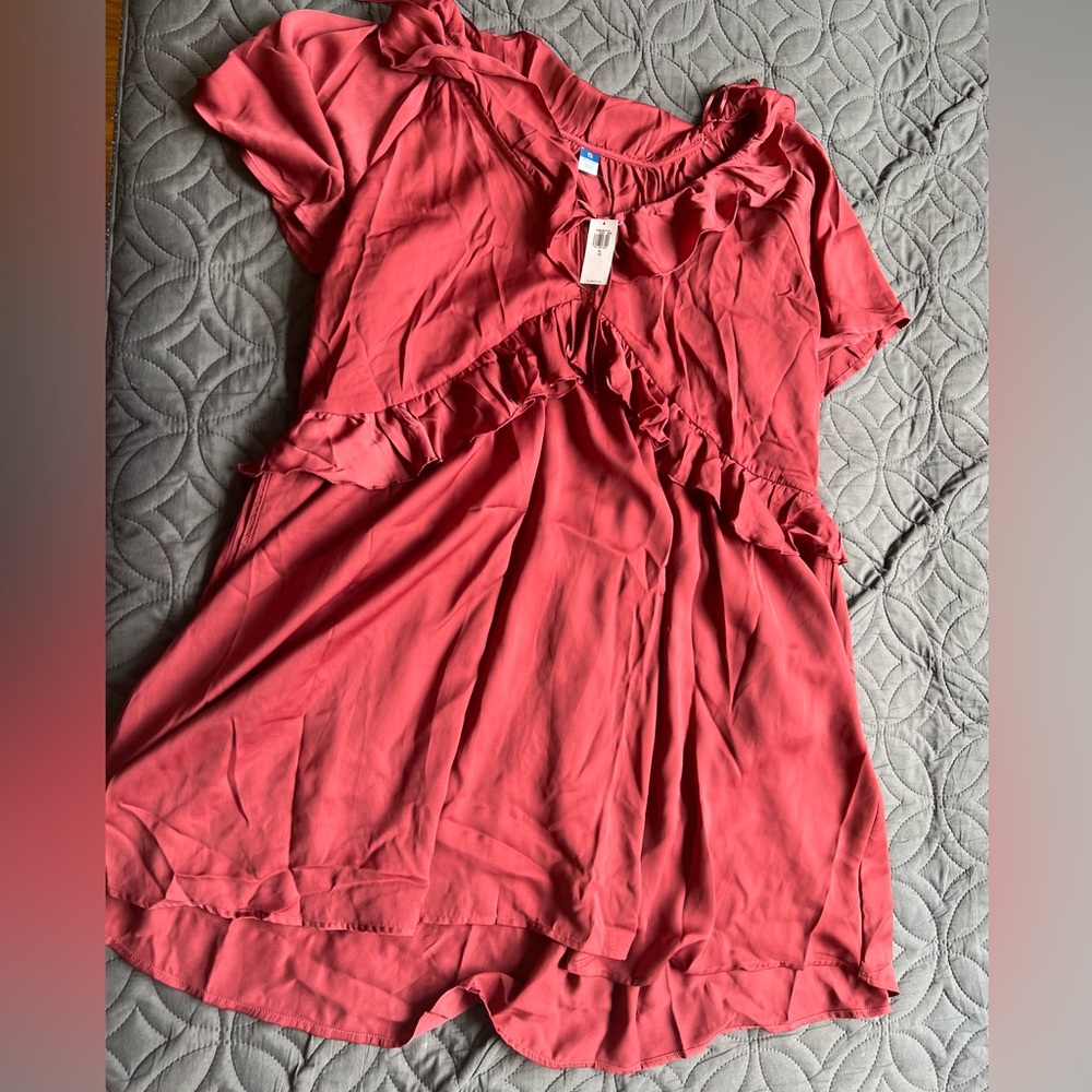 NWT Old Navy Ruffled Short Sleeve Dress - red size XL